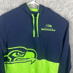Majestic Seattle Seahawks Hoodie Men's 2XL Colorblock Navy Blue Action Green NFL